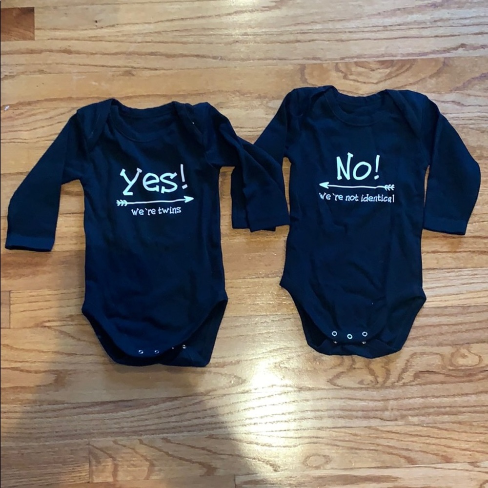 NWOT fraternal twin onesies